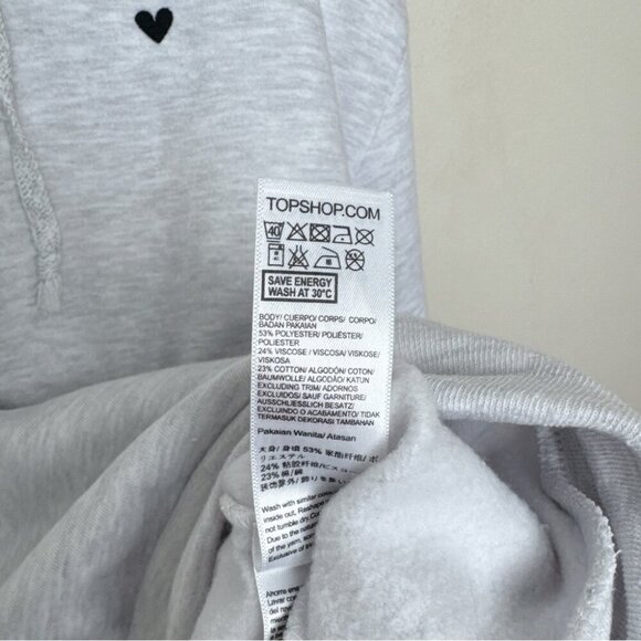 Topshop Womens 10 Embroidered Heart Warm Liner Hoodie - Picture 13 of 16